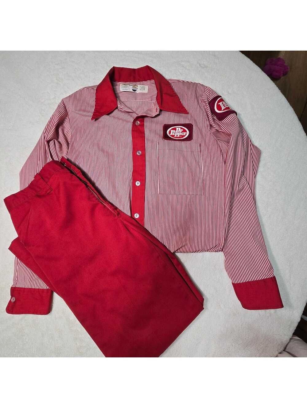 Vtg 70s Dr Pepper Delivery Driver Uniform Set Riverside Masterbilt Shirt Pants M